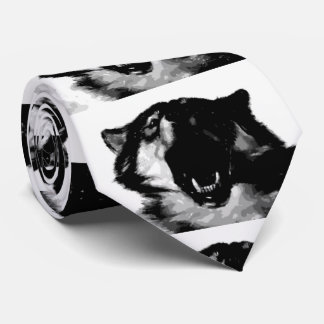 Cravate Loup noir et blanc