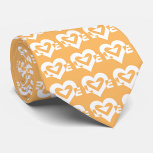 Cravate Love Logo, orange et blanc