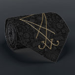 Cravate Lucifer Alchemy Sigil Gothic<br><div class="desc">A modern update in gold tone and black damask for an ancient symbole used in Alchemical rites to represent Lucifer in His aspect as the Morning Star and teacher of secular wisdom. Le poison parfait pour le Seigneur du Seigneur. Tous les éléments printed on our high quality products, they do...</div>