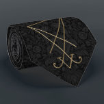 Cravate Lucifer Alchemy Sigil Gothic<br><div class="desc">A modern update in gold tone and black damask for an ancient symbole used in Alchemical rites to represent Lucifer in His aspect as the Morning Star and teacher of secular wisdom. Le poison parfait pour le Seigneur du Seigneur. Tous les éléments printed on our high quality products, they do...</div>