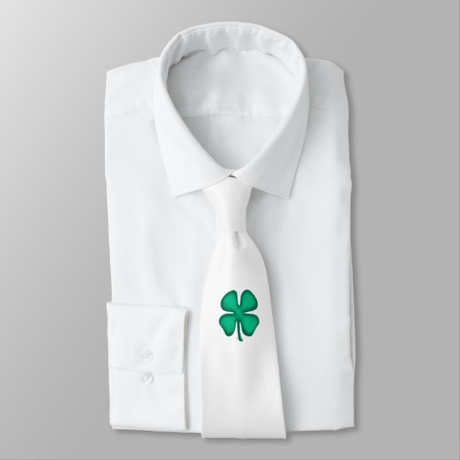 Cravate Lucky 4 Leaf Irish Clover col blanc (Attaché)