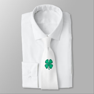 Cravate Lucky 4 Leaf Irish Clover white necktie