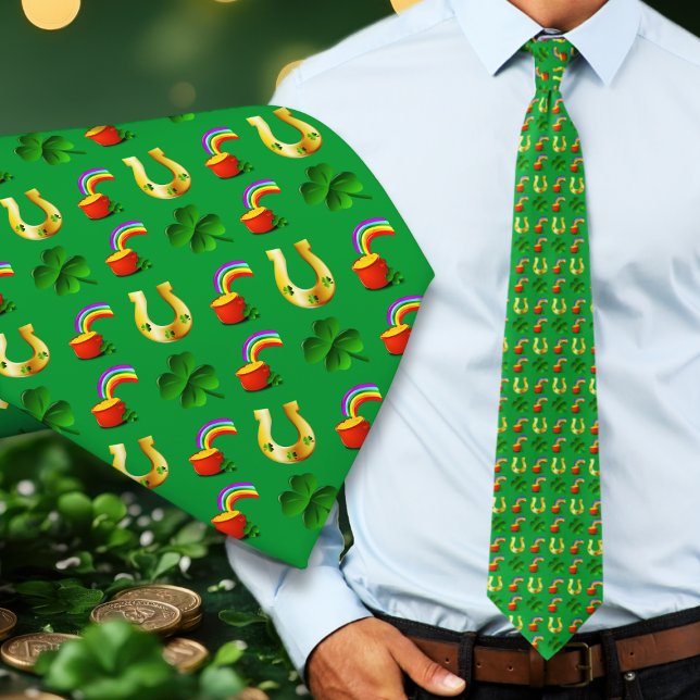 Cravate Lucky Irish Pot of Gold Horseshoe (Créateur téléchargé)