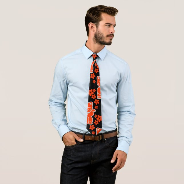 Cravate Lucky Japonais Maneki-neko (En situation)