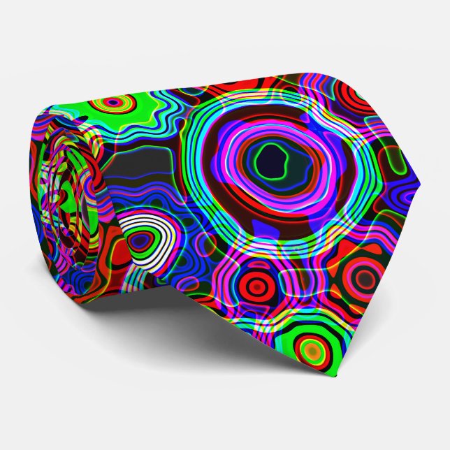 Cravate Lumières néon disco psychédéliques groovy (Roulé)