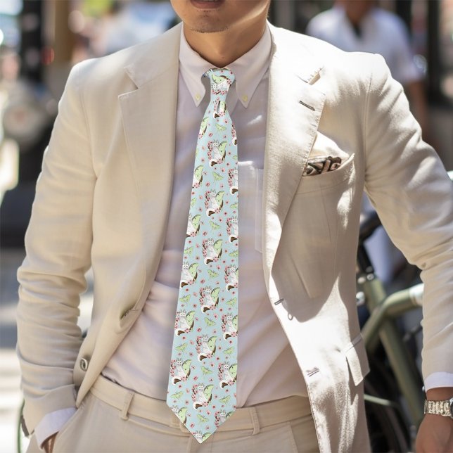 Cravate Lune Papillon de Nuit Chat Blanc Vert (Créateur téléchargé)