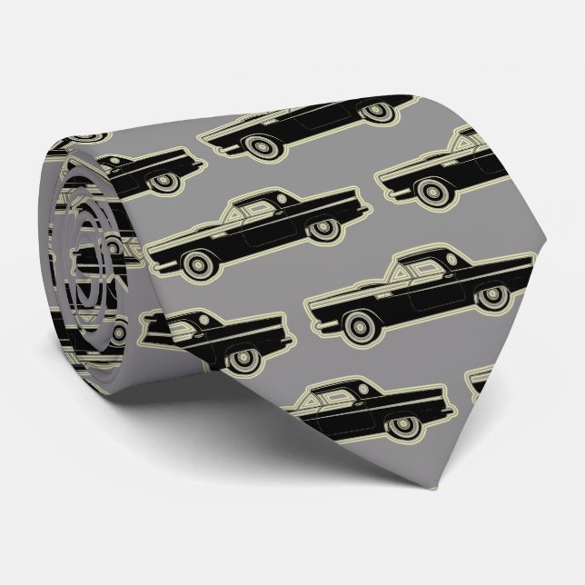 Cravate Luxe Elegant Moderne Voiture Noir Or (Roulé)