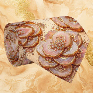 Cravate Luxe Faux Soie Col Rose Gold Geode