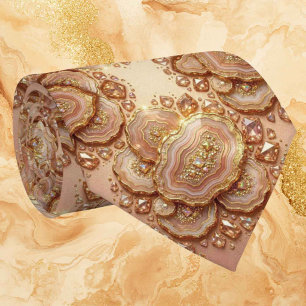 Cravate Luxe Faux Soie   Col Rose Gold Geode