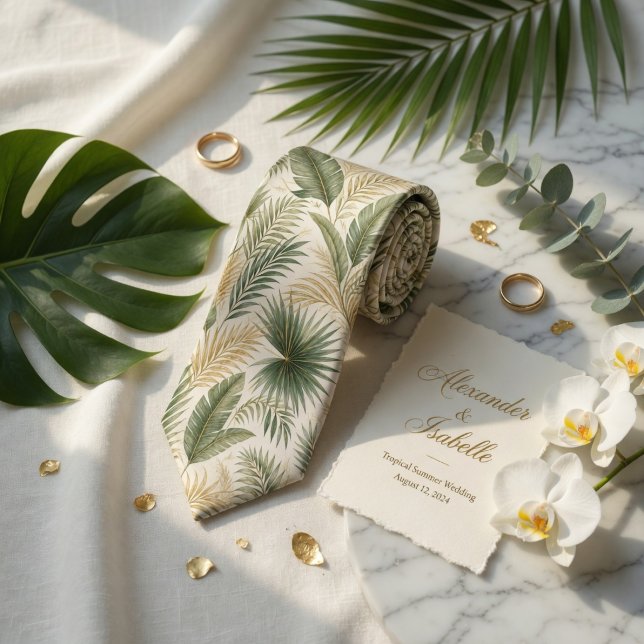 Cravate Luxe Feuille de Palmier Tropical (Créateur téléchargé)