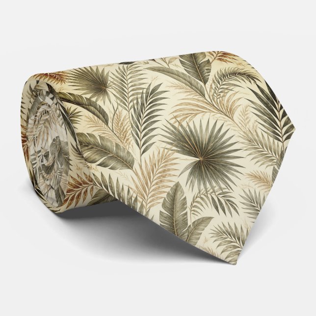 Cravate Luxe Feuille de Palmier Tropical (Roulé)