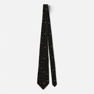 Cravate Luxe ligne noire art floral sophistication