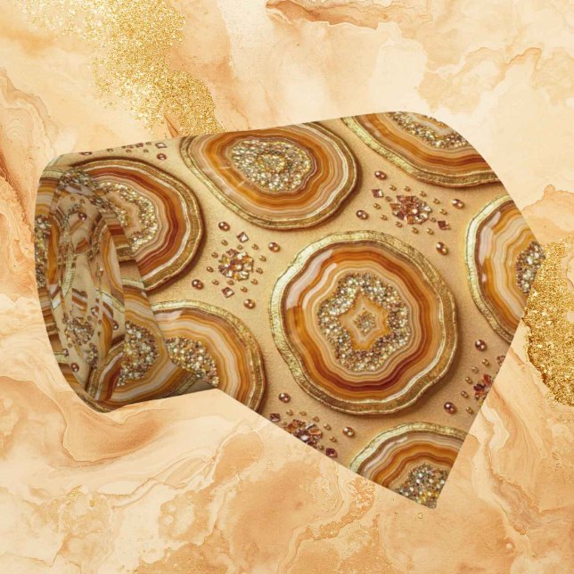 Cravate Luxe Soie Façon | Camel + Col Necktie Geode Or (Créateur téléchargé)