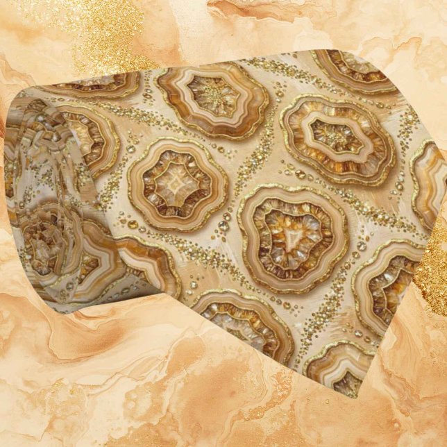 Cravate Luxe Soie Façon | Camel + Col Necktie Geode Or (Créateur téléchargé)