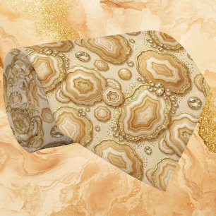 Cravate Luxe Soie Façon Camel + Col Necktie Geode Or