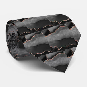 Cravate Luxueux Faux Glitter Rose Gold Faux Soie Noir