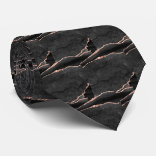 Cravate Luxueux Faux Glitter Rose Gold Faux Soie Noir