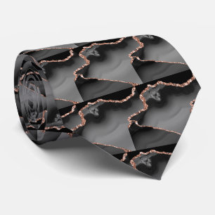 Cravate Luxueux Faux Glitter Rose Gold Noir Faux Soie