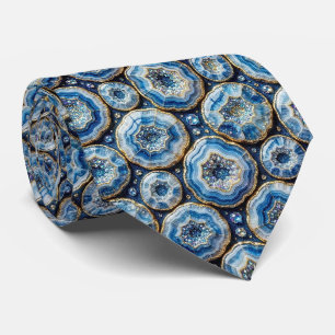 Cravate Luxueux Faux Soie Col Ocean Blue Geode