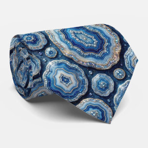 Cravate Luxueux Faux Soie   Col Ocean Blue Geode