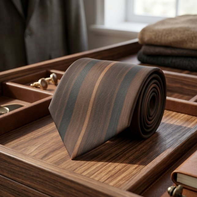 Cravate Luxueux grain de bois Charbon foncé et Acajou (Créateur téléchargé)
