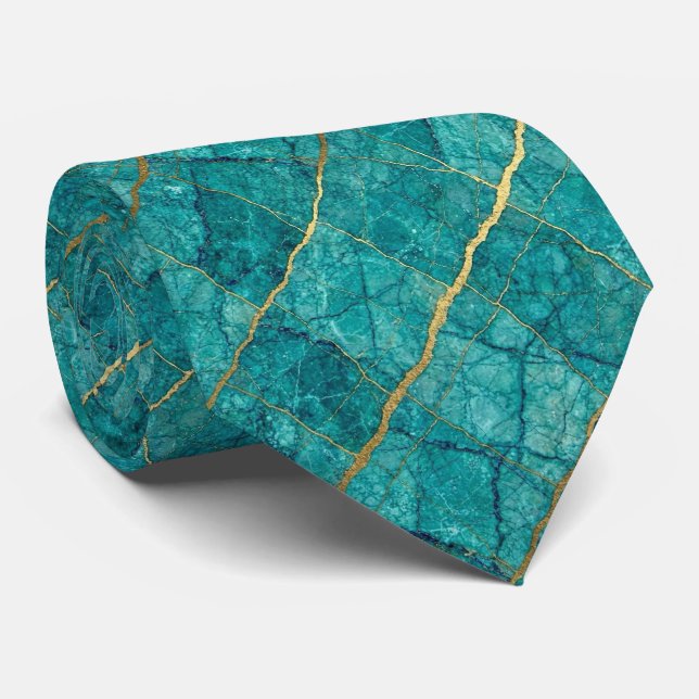 Cravate Luxueux Lien de Pierre | Marbre Turquoise, Sarcell (Roulé)