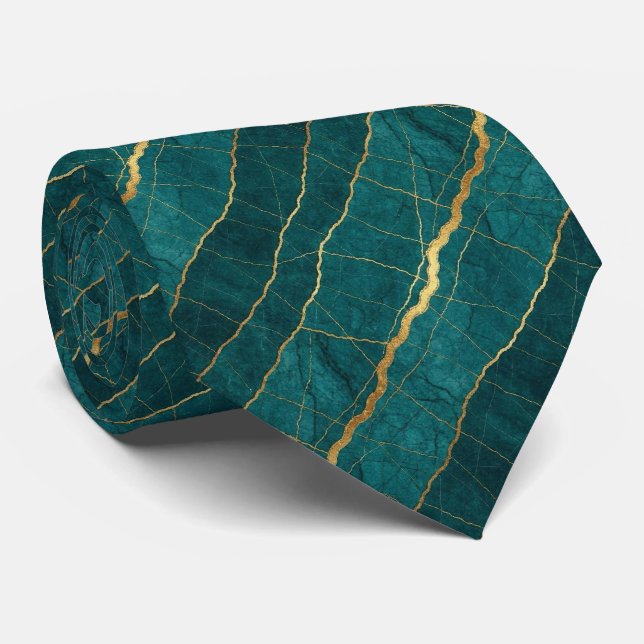 Cravate Luxueux Lien de Pierre | Marbre Turquoise, Sarcell (Roulé)