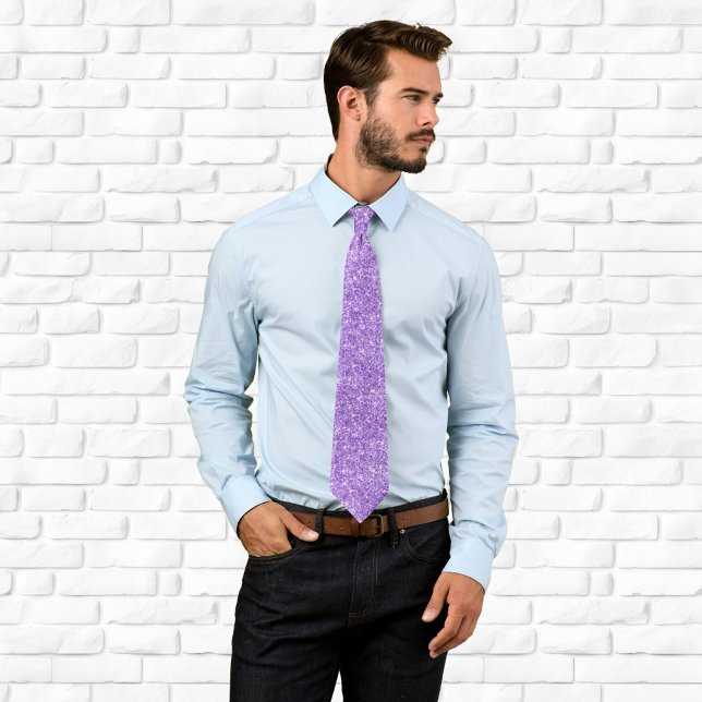 Cravate Luxueux Pailleté Améthyste Violet Paillettes (Amethyst Purple Glitter Neck Tie)