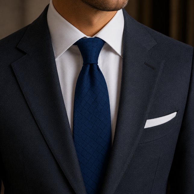 Cravate Luxueux Silence Bleu Marine Tissage Texturé  (Créateur téléchargé)