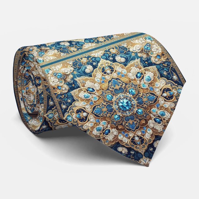 Cravate Luxueux Style de Designer Persan | Faux Col de Ser (Roulé)