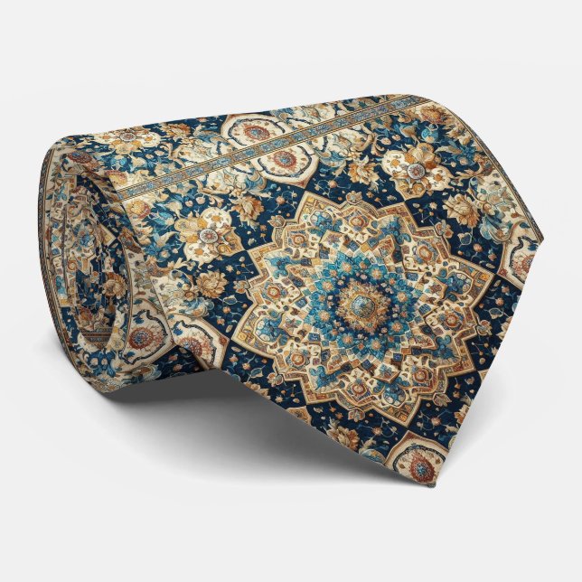 Cravate Luxueux Style de Designer Persan | Faux Col de Soi (Roulé)