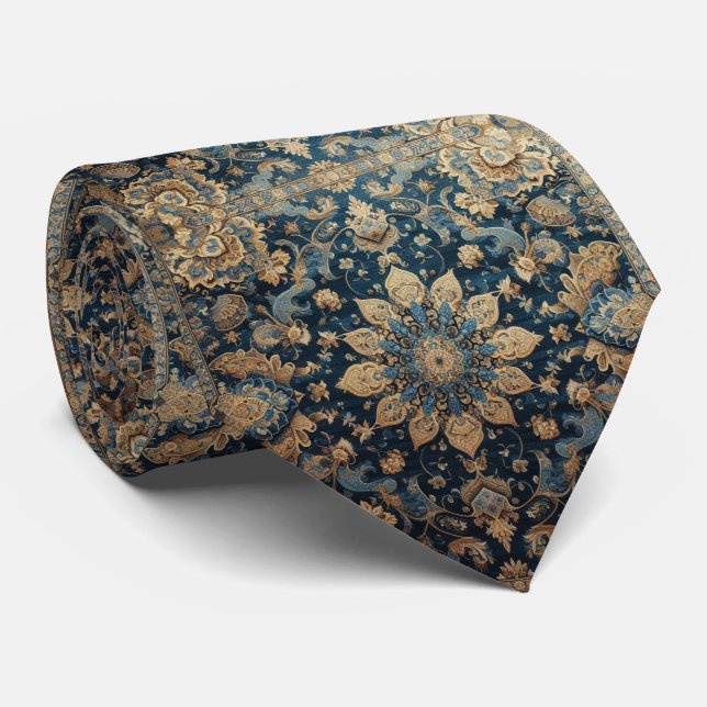 Cravate Luxueux Style de Designer Persan | Faux Col de Soi (Roulé)