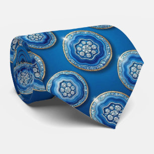 Cravate Luxury Faux Soie   Col Ocean Blue Geode