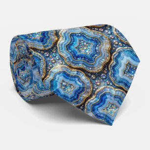 Cravate Luxury Faux Soie   Col Ocean Blue Geode