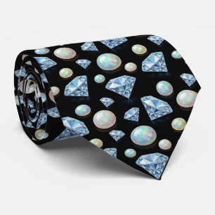 Cravate Luxury Faux Soie   Diamant Opale Gentleman