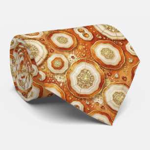 Cravate Luxury Faux Soie   Tie de cou Rust + Geode Or