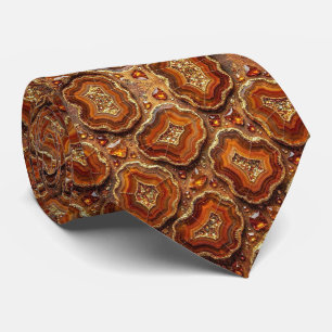 Cravate Luxury Faux Soie Tie de cou Rust + Geode Or