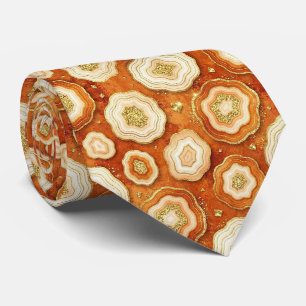Cravate Luxury Faux Soie Tie de cou Rust + Geode Or