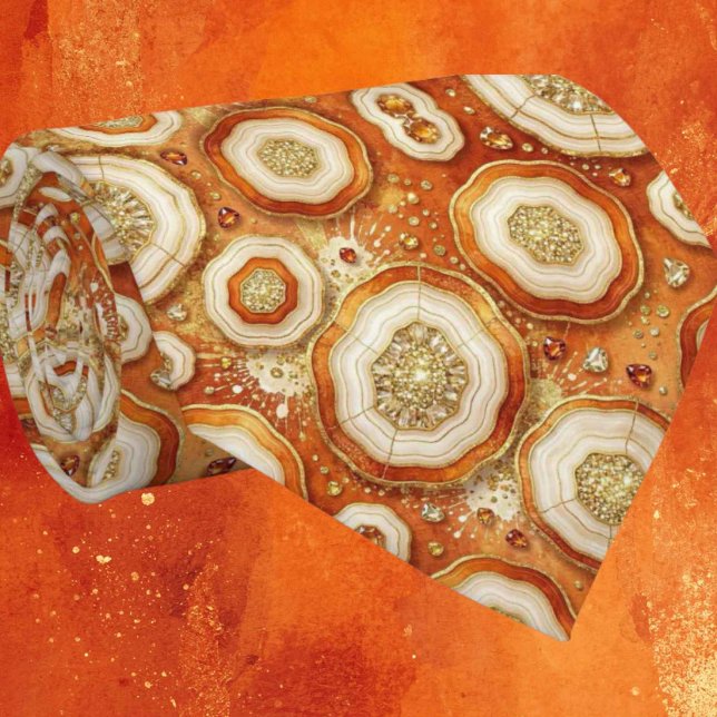 Cravate Luxury Faux Soie | Tie de cou Rust + Geode Or (Créateur téléchargé)