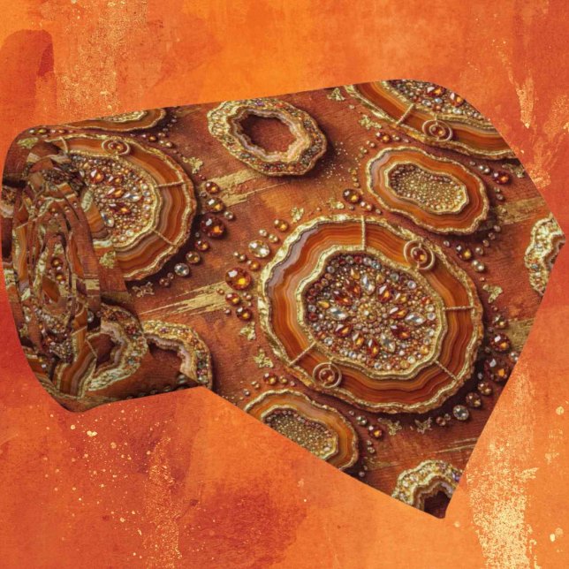 Cravate Luxury Faux Soie | Tie de cou Rust + Geode Or (Créateur téléchargé)