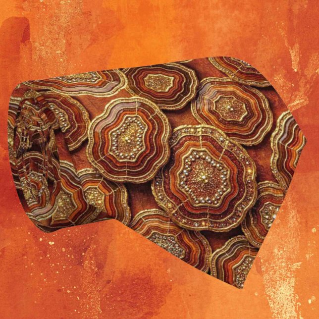 Cravate Luxury Faux Soie | Tie de cou Rust + Geode Or (Créateur téléchargé)