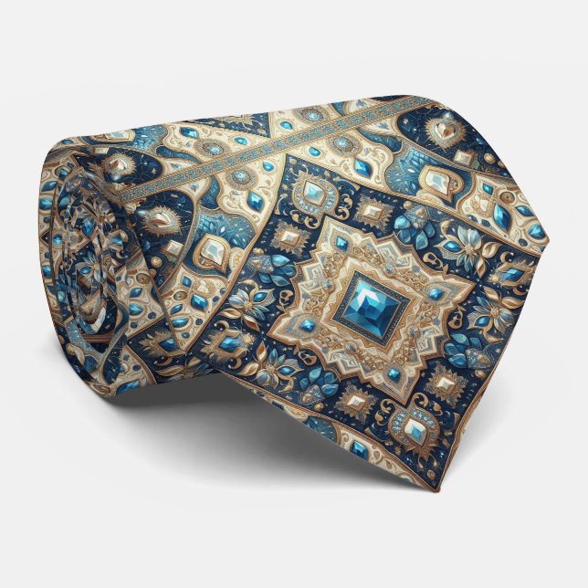 Cravate Luxury Persian Designer Style | Faux Silk Neck Tie (Roulé)