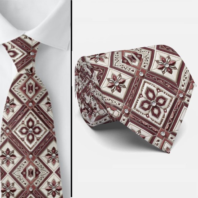 Cravate Luxury Statement Burgundy Moroccan Neck Tie (Créateur téléchargé)