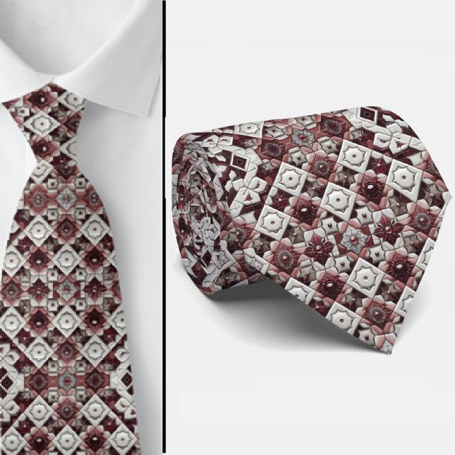 Cravate Luxury Statement Burgundy Moroccan Neck Tie (Créateur téléchargé)