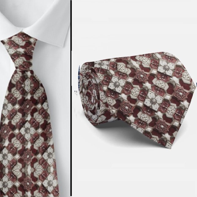 Cravate Luxury Statement Burgundy Moroccan Neck Tie (Créateur téléchargé)