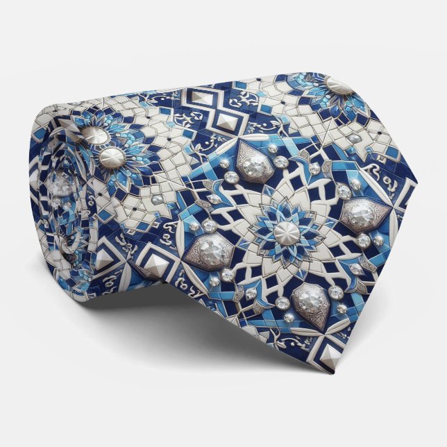 Cravate Luxury Statement Moroccan Diamond Neck Tie (Roulé)