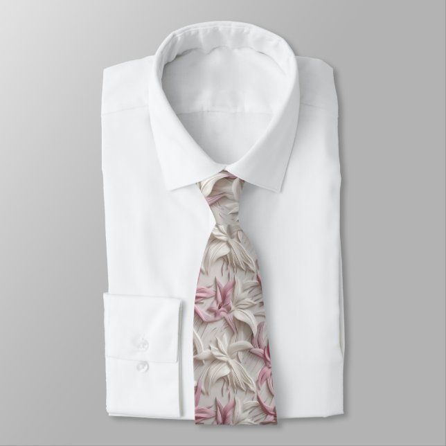 Cravate lys blancs roses violets 3d (Attaché)