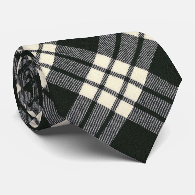 Cravate MacFarlane Tartan moderne noir et blanc (Roulé)