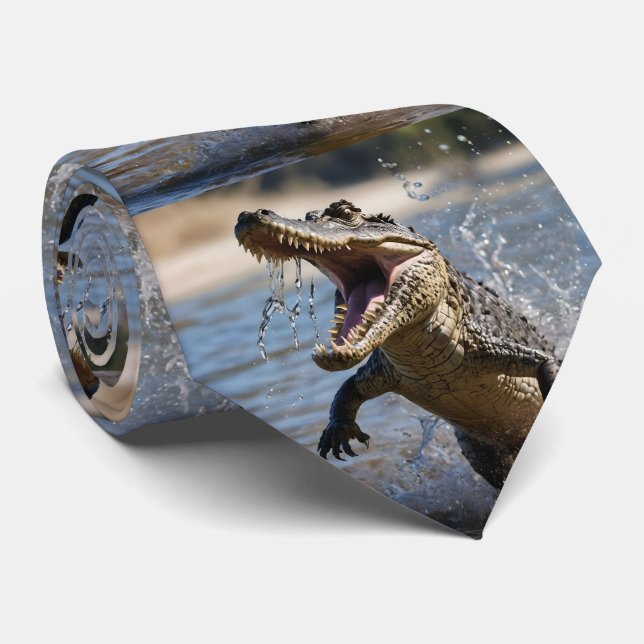 Cravate Mâchoires effrayantes : Crocodile australien sauta (Roulé)