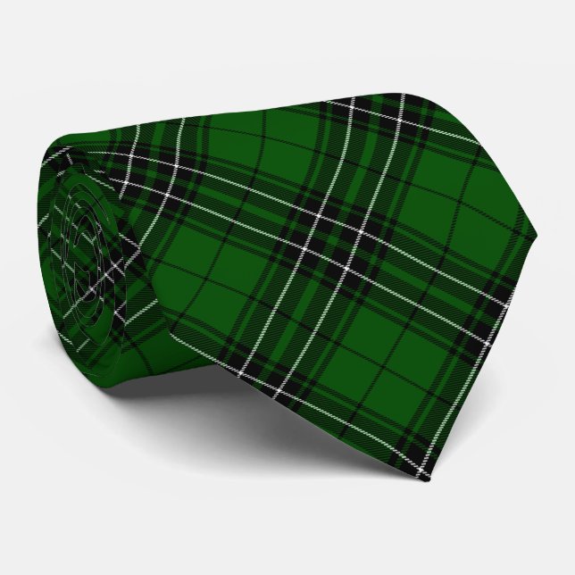 Cravate MacLean Tartan vert et noir plaid (Roulé)